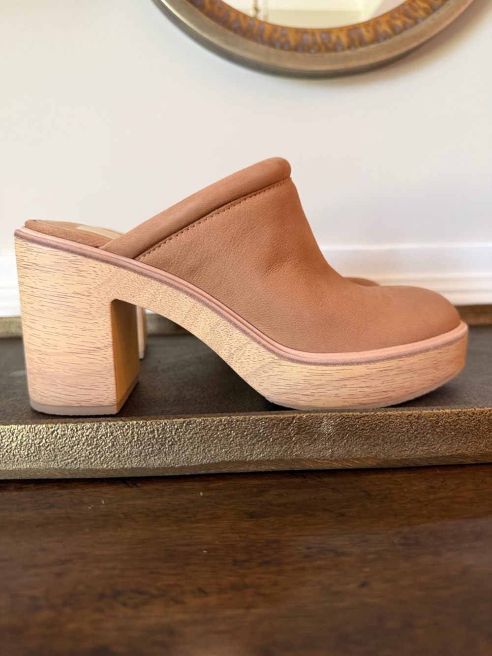 Dolce Vita Nude Tan Leather Platform Mule